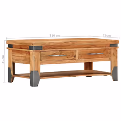 vidaXL Solid Acacia Wood Coffee Table 110x52x45cm Home Couch Side Trunk Stand - Additional view 9