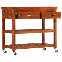 vidaXL Solid Acacia Wood Kitchen Trolley 100x48x89cm Storage Shelving Cart