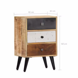 vidaXL Solid Mango Wood Bedside Cabinet 3 Drawers Nightstand Side Cabinet - Additional view 6