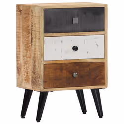 vidaXL Solid Mango Wood Bedside Cabinet 3 Drawers Nightstand Side Cabinet - Additional view 7