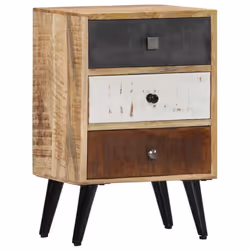 vidaXL Solid Mango Wood Bedside Cabinet 3 Drawers Nightstand Side Cabinet - Additional view 9