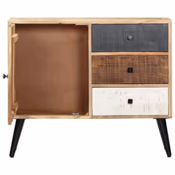 vidaXL Solid Mango Wood Sideboard 3 Drawers and 1 Door Highboard Side Cabinet