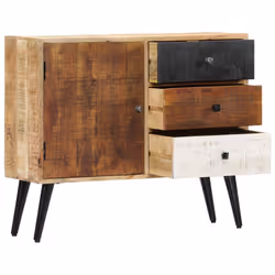 vidaXL Solid Mango Wood Sideboard 3 Drawers and 1 Door Highboard Side Cabinet
