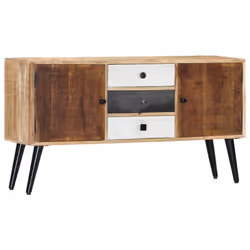 vidaXL Solid Mango Wood Sideboard 3 Drawers and 2 Doors Highboard Side Cabinet - Additional view 10