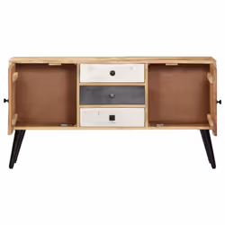 vidaXL Solid Mango Wood Sideboard 3 Drawers and 2 Doors Highboard Side Cabinet