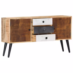vidaXL Solid Mango Wood Sideboard 3 Drawers and 2 Doors Highboard Side Cabinet
