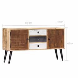 vidaXL Solid Mango Wood Sideboard 3 Drawers and 2 Doors Highboard Side Cabinet - Additional view 8