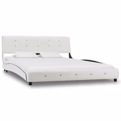 vidaXL Bed Frame Faux Leather Double Upholstered Bed Multi Colours Multi Sizes - white