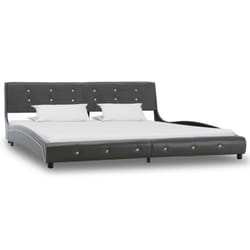 vidaXL Bed Frame Faux Leather Double Upholstered Bed Multi Colours Multi Sizes - grey