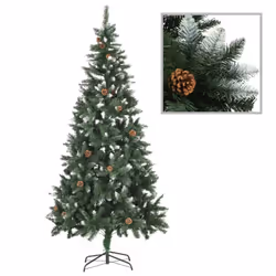 vidaXL Artificial Decor Christmas Tree with Pine Cones and White Glitter 210cm