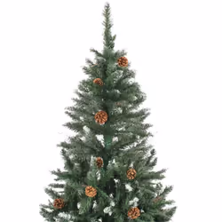 vidaXL Artificial Decor Christmas Tree with Pine Cones and White Glitter 210cm