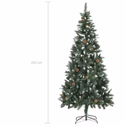 vidaXL Artificial Decor Christmas Tree with Pine Cones and White Glitter 210cm - Additional view 6