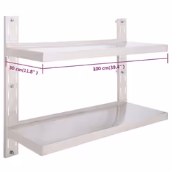 vidaXL 2-Tier Floating Wall Shelf Stainless Steel 100cm Hanging Display Unit - Additional view 6