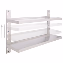 vidaXL 2-Tier Floating Wall Shelf Stainless Steel 120cm Hanging Display Unit