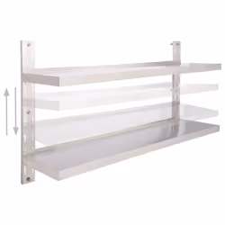 vidaXL 2-Tier Floating Wall Shelf Stainless Steel 150cm Hanging Display Unit