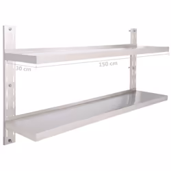 vidaXL 2-Tier Floating Wall Shelf Stainless Steel 150cm Hanging Display Unit