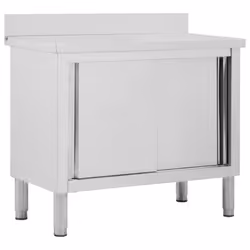 vidaXL Work Table with Sliding Doors 100cm Working Storage Cabinet Kitchen