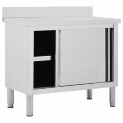 vidaXL Work Table with Sliding Doors 100cm Working Storage Cabinet Kitchen