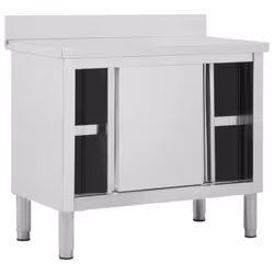 vidaXL Work Table with Sliding Doors 100cm Working Storage Cabinet Kitchen
