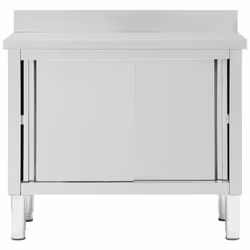 vidaXL Work Table with Sliding Doors 100cm Working Storage Cabinet Kitchen - Additional view 4