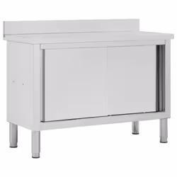 vidaXL Work Table with Sliding Doors 120cm Working Storage Cabinet Kitchen