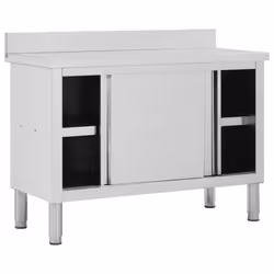 vidaXL Work Table with Sliding Doors 120cm Working Storage Cabinet Kitchen