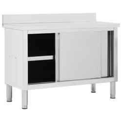 vidaXL Work Table with Sliding Doors 120cm Working Storage Cabinet Kitchen - Additional view 9