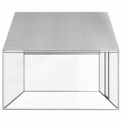 vidaXL Outdoor Chicken Cage 2m Galvanised Steel Silver Frame Grey Roof Coop