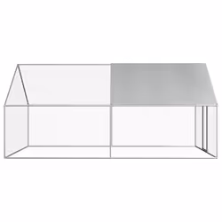 vidaXL Outdoor Chicken Cage 4m Galvanised Steel Silver Frame Grey Roof Coop - Additional view 2