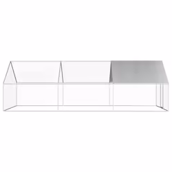 vidaXL Outdoor Chicken Cage 6m Galvanised Steel Silver Frame Grey Roof Coop - Additional view 2