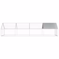 vidaXL Outdoor Chicken Cage 8m Galvanised Steel Silver Frame Grey Roof Coop - Additional view 2