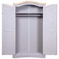vidaXL Wardrobe Mexican Pine Corona Range 2 Doors Grey Clothes Cabinet Closet - Additional view 2