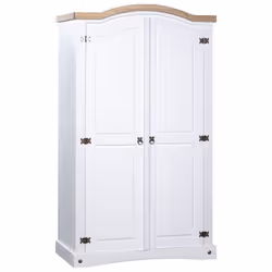 vidaXL Wardrobe Mexican Pine Corona Range 2 Doors White Clothes Cabinet Closet
