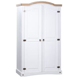vidaXL Wardrobe Mexican Pine Corona Range 2 Doors White Clothes Cabinet Closet