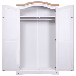 vidaXL Wardrobe Mexican Pine Corona Range 2 Doors White Clothes Cabinet Closet