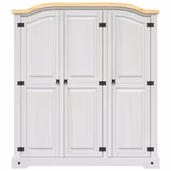 vidaXL Wardrobe Clothes Cabinet Closet Mexican Pine Corona Range 3 Doors White
