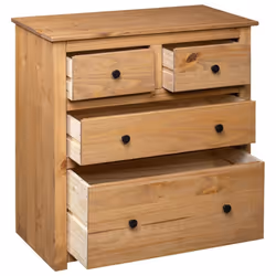 vidaXL Solid Wood Pine Sideboard Panama Range Drawer Cabinet Bedside Table