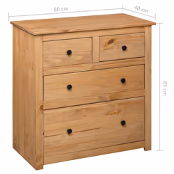 vidaXL Solid Wood Pine Sideboard Panama Range Drawer Cabinet Bedside Table - Additional view 5