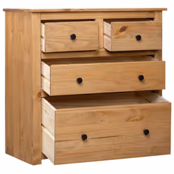 vidaXL Solid Wood Pine Sideboard Panama Range Drawer Cabinet Bedside Table - Additional view 6