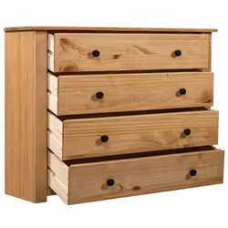 vidaXL Solid Pine Wood Side Cabinet Panama Range with 4 Drawers Nightstand