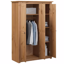 vidaXL 3-Door Wardrobe Pine Panama Range Bedroom Clothes Organiser Cabinet