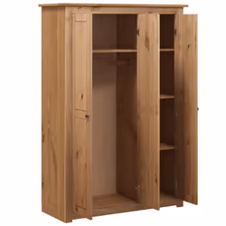 vidaXL 3-Door Wardrobe Pine Panama Range Bedroom Clothes Organiser Cabinet - Additional view 4