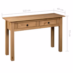 vidaXL Solid Wood Pine Console Table Panama Range Drawers Sideboard Hall Table - Additional view 8