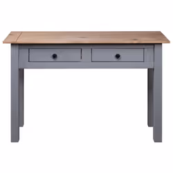 vidaXL Solid Wood Pine Console Table Grey Panama Range Drawers Hall Table