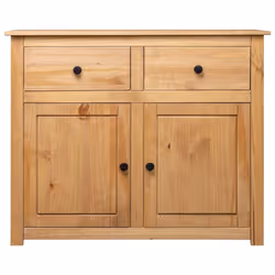 vidaXL Solid Wood Pine Sideboard 2 Drawers 2 Doors Storage Chest Side Cabinet
