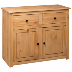 vidaXL Solid Wood Pine Sideboard 2 Drawers 2 Doors Storage Chest Side Cabinet - Additional view 4
