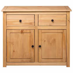 vidaXL Solid Wood Pine Sideboard 2 Drawers 2 Doors Storage Chest Side Cabinet - Additional view 5