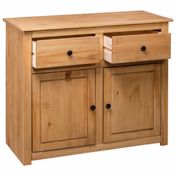 vidaXL Solid Wood Pine Sideboard 2 Drawers 2 Doors Storage Chest Side Cabinet - Additional view 6