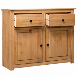 vidaXL Solid Wood Pine Sideboard 2 Drawers 2 Doors Storage Chest Side Cabinet - Additional view 7