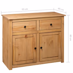 vidaXL Solid Wood Pine Sideboard 2 Drawers 2 Doors Storage Chest Side Cabinet - Additional view 8